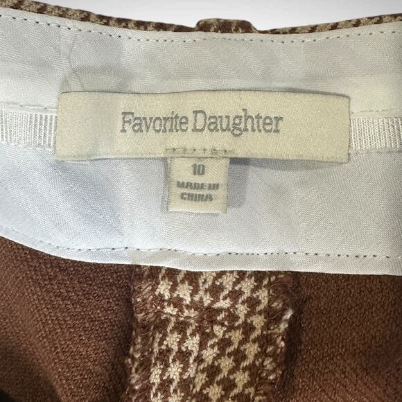 Favorite Daughter Size 10 Plaid‎ Toffee Houndstooth Trouser Wide Leg Pants Work - Picture 7 of 12